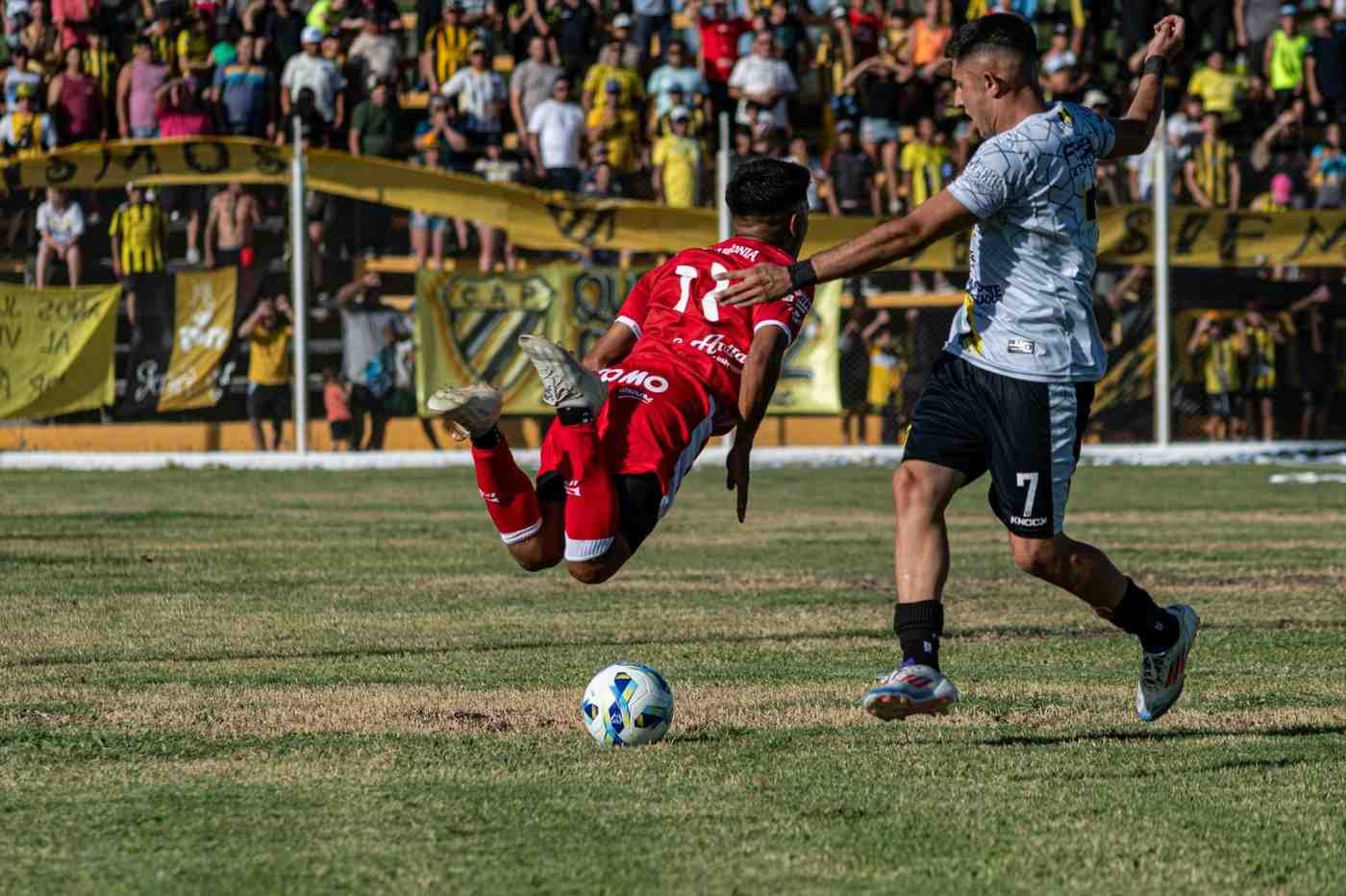 Intense Soccer Match Action with Players on Field